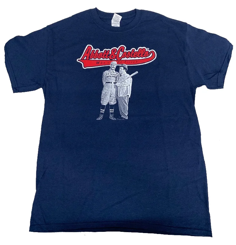 Best Bargains Abbott and Costello T-Shirt Who's on First Navy Tee