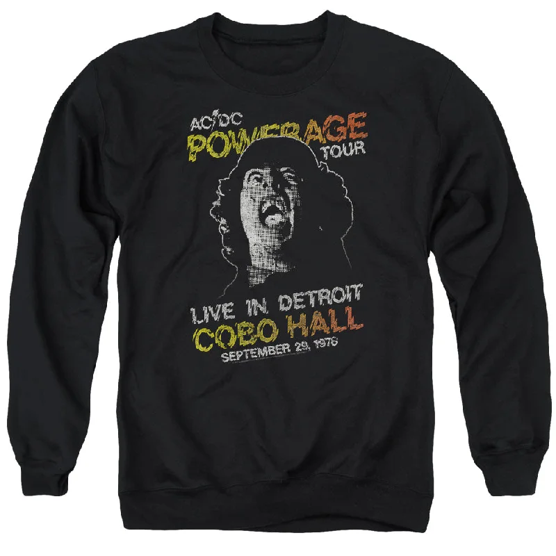 Blowout Sale AC/DC 1976 Powerage Tour Live in Detroit Black Sweatshirt