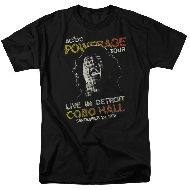Factory Direct Sale AC/DC 1976 Powerage Tour Live in Detroit Black Tall T-shirt