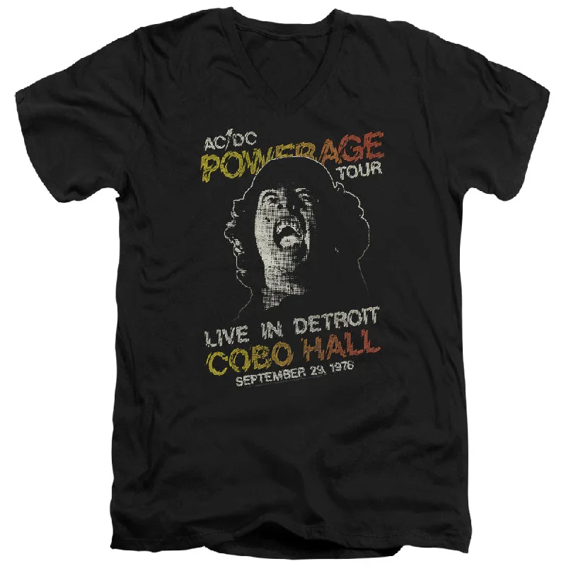 Seasonal Clearance AC/DC 1976 Powerage Tour Live in Detroit Black V-neck Shirt