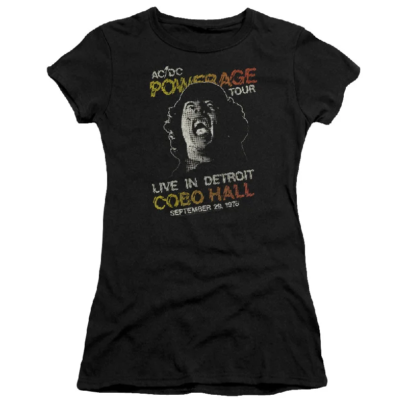 Savings Event AC/DC 1976 Powerage Tour Live in Detroit Juniors Shirt