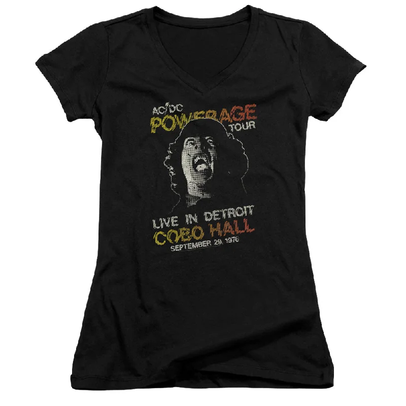 Deal Alert AC/DC 1976 Powerage Tour Live in Detroit Juniors V-neck Shirt