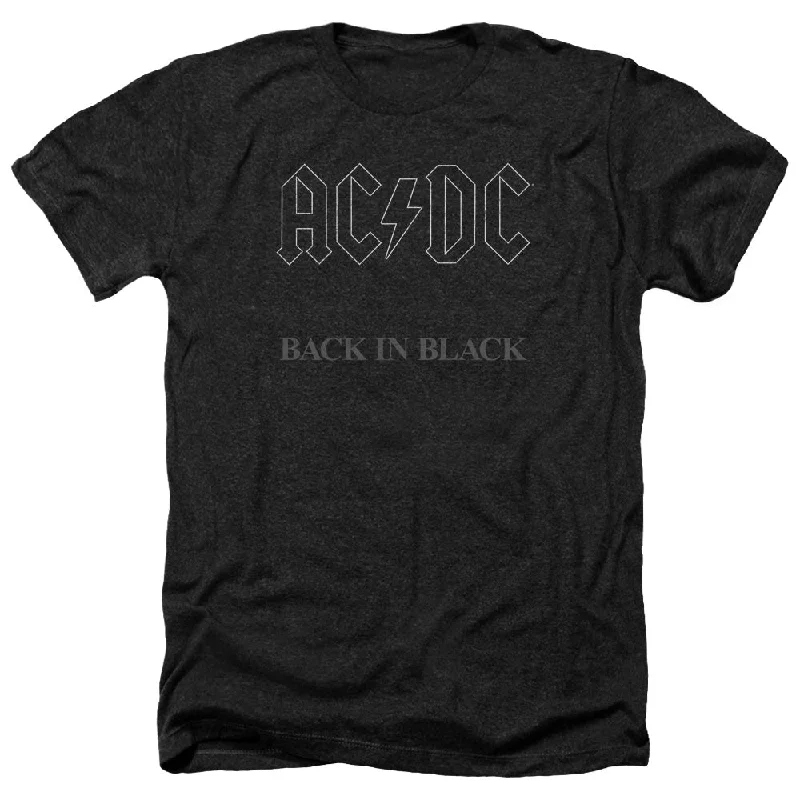 Bargain Prices AC/DC Back in Black Album Cover Black Heather T-shirt
