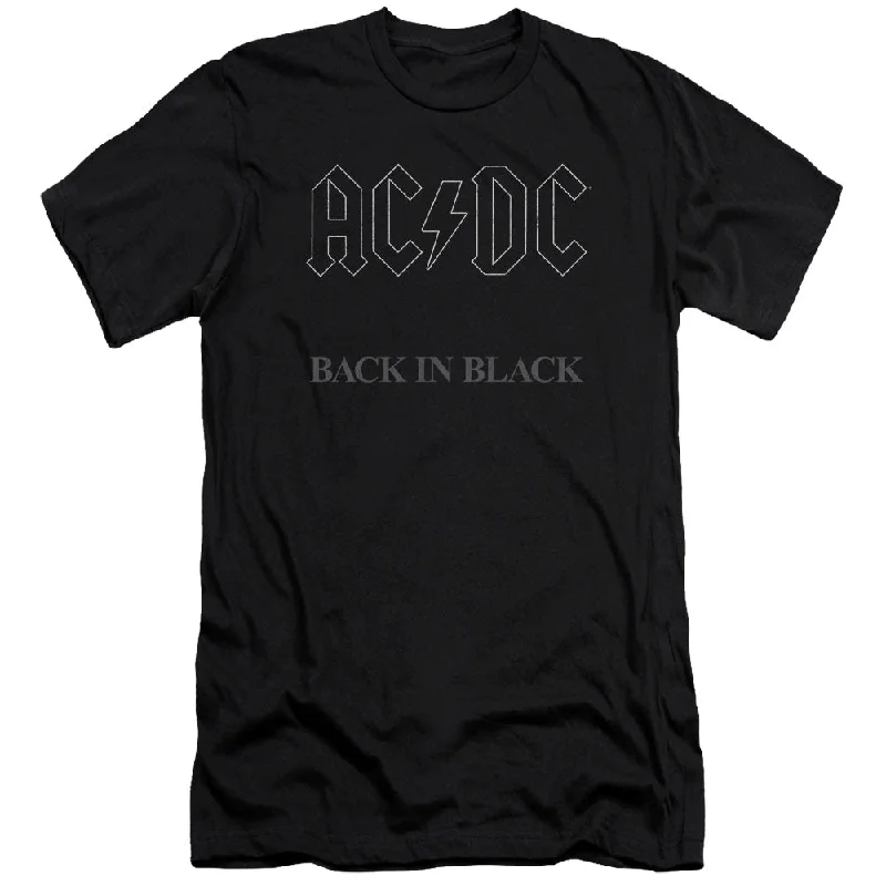 Major Savings AC/DC Back in Black Album Cover Black Slim Fit T-shirt