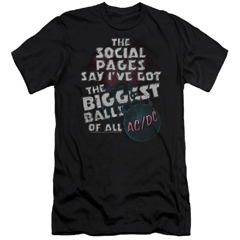 Lowest Price AC/DC Big Balls Song Lyrics Black Slim Fit T-shirt