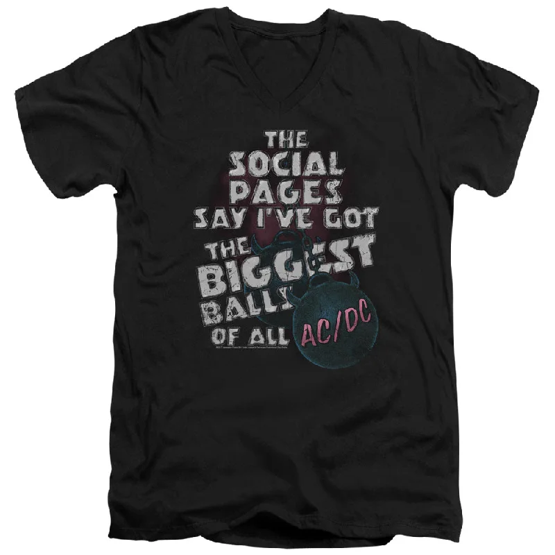 Markdowns AC/DC Big Balls Song Lyrics Black V-neck Shirt
