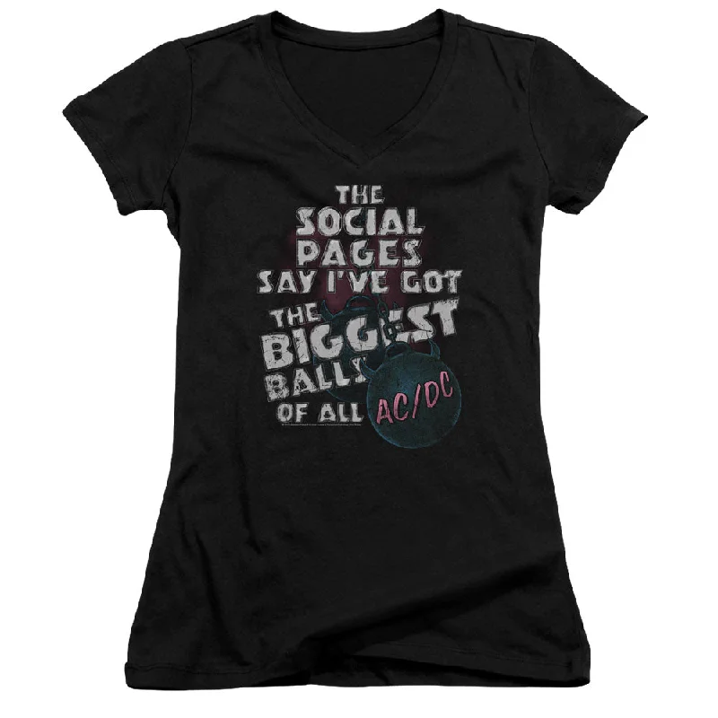 Can't Miss AC/DC Big Balls Song Lyrics Juniors V-neck Shirt