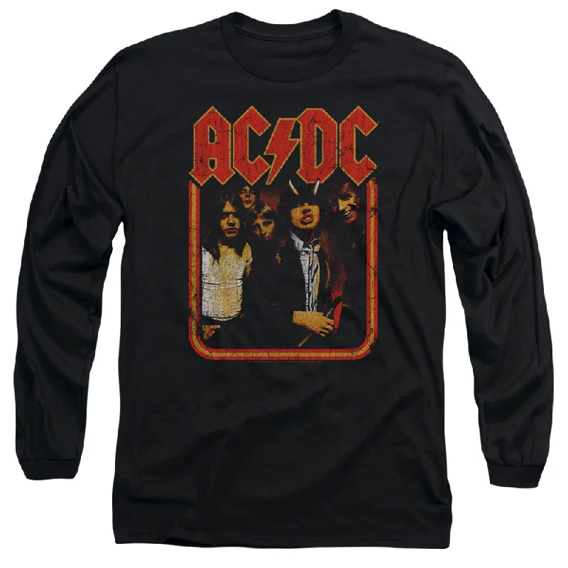 Act Fast AC/DC Distressed Group Photo Black Long Sleeve Shirt