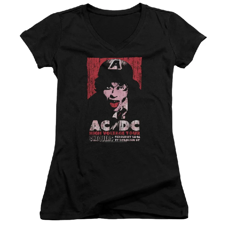 Savings Bonanza AC/DC High Voltage Tour Chequers Juniors V-neck Shirt