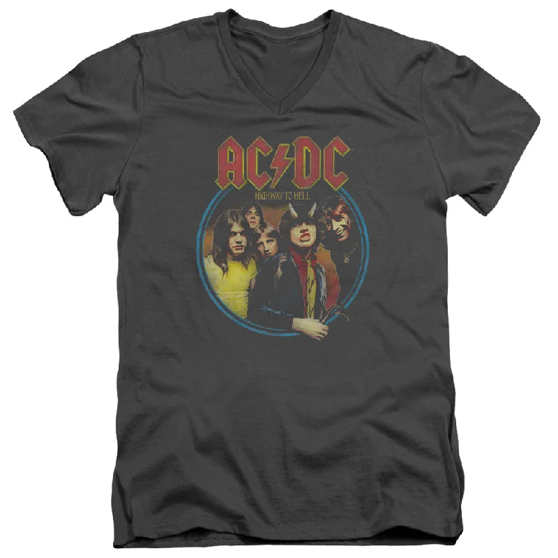 Reduced Prices AC/DC Highway to Hell Group Photo Charcoal V-neck Shirt