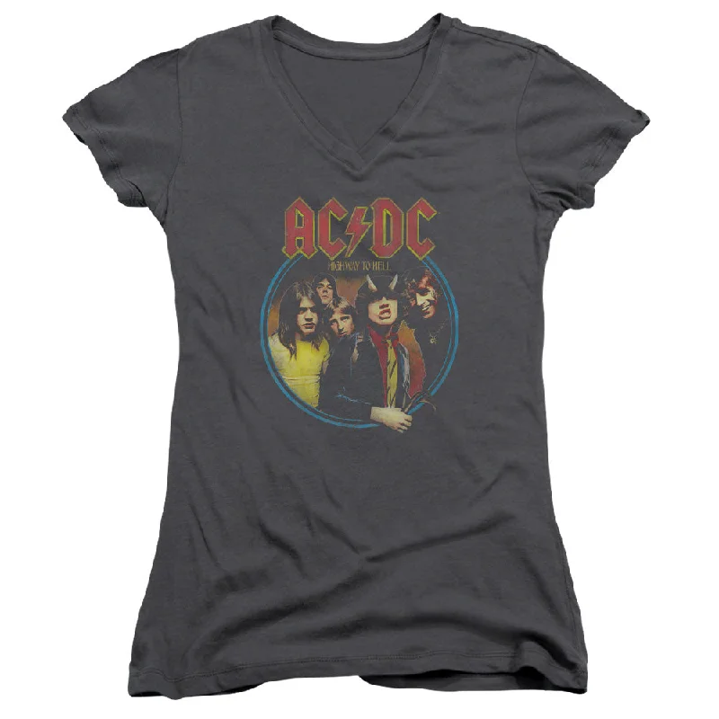 Huge Discounts AC/DC Highway to Hell Group Photo Juniors V-neck Shirt