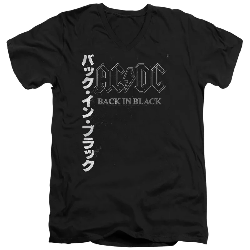 Buy Now AC/DC Japanese Back in Black Black V-neck Shirt