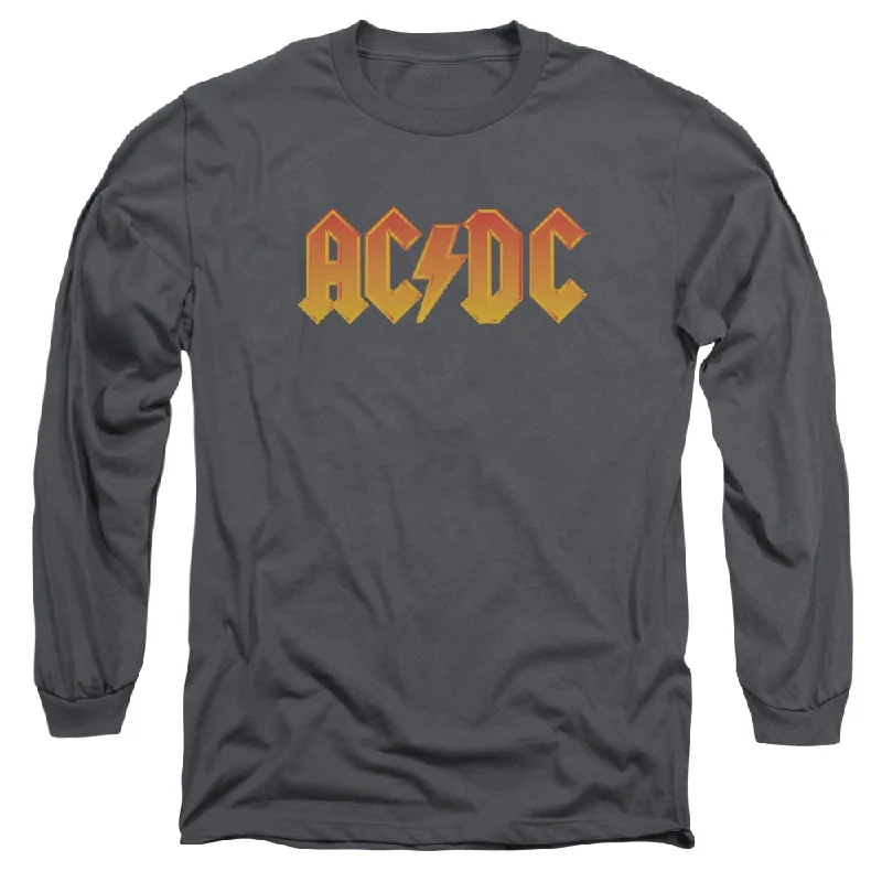 Extra Discounts AC/DC Orange Gradient Logo Charcoal Long Sleeve Shirt