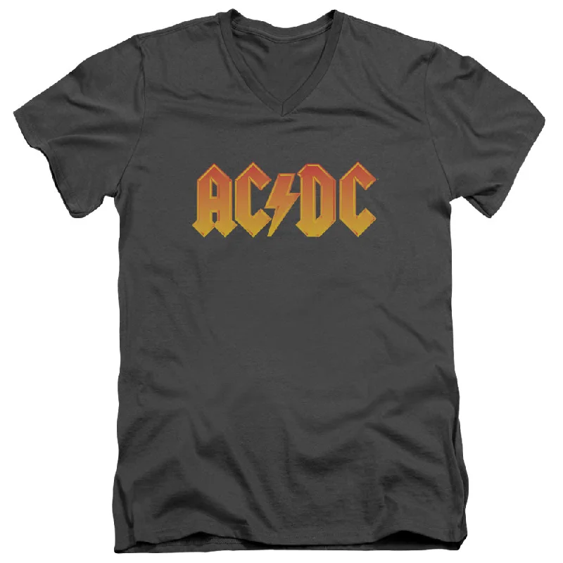 Clearance Items AC/DC Orange Gradient Logo Charcoal V-neck Shirt