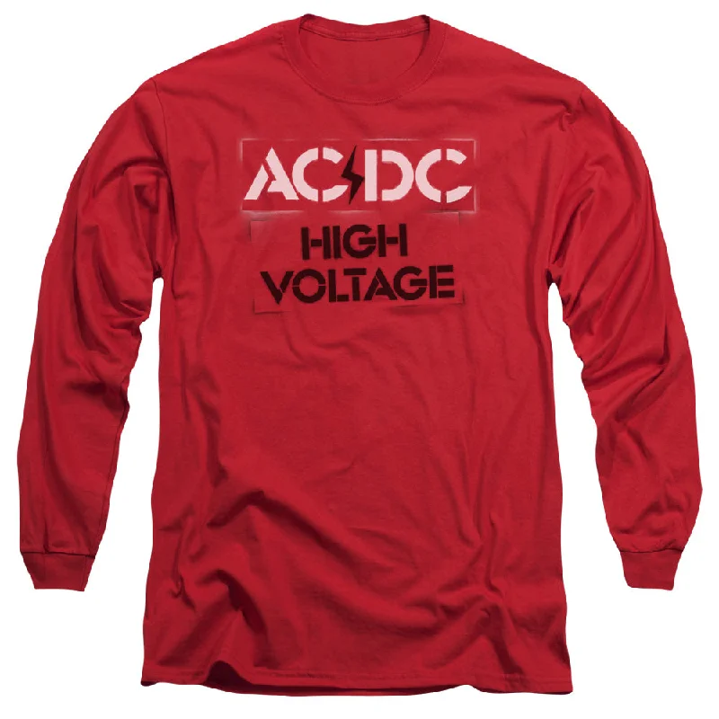 Closeout AC/DC T-Shirt High Voltage Stencil Long Sleeve Shirt
