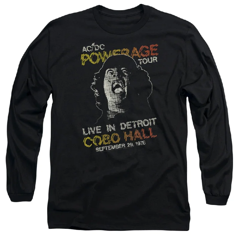 Closeout Sale AC/DC T-Shirt Powerage Tour Detroit 1976 Live Long Sleeve Shirt