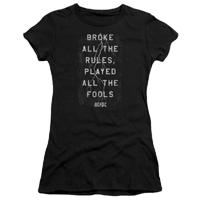 Price Break AC/DC Thunderstruck Song Lyrics Juniors Shirt