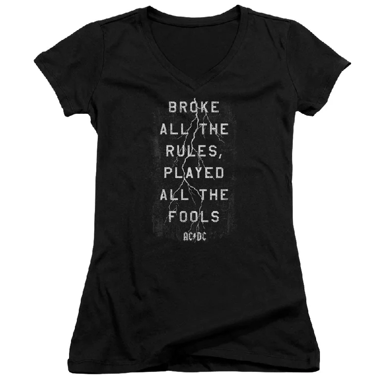 Bargain Blast AC/DC Thunderstruck Song Lyrics Juniors V-neck Shirt