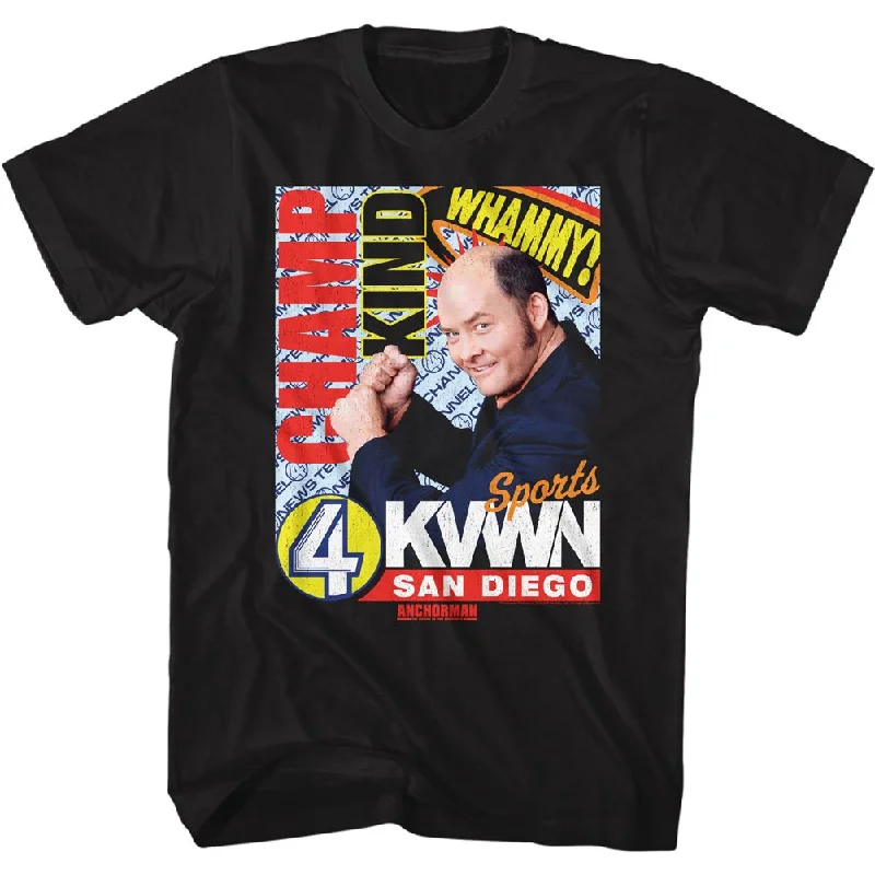New Deals Anchorman T-Shirt Champ Kind Whammy Reporter Black Tee