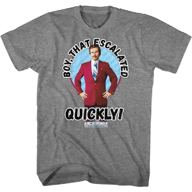 Online Only Anchorman T-Shirt Escalated Quickly Grey Tee