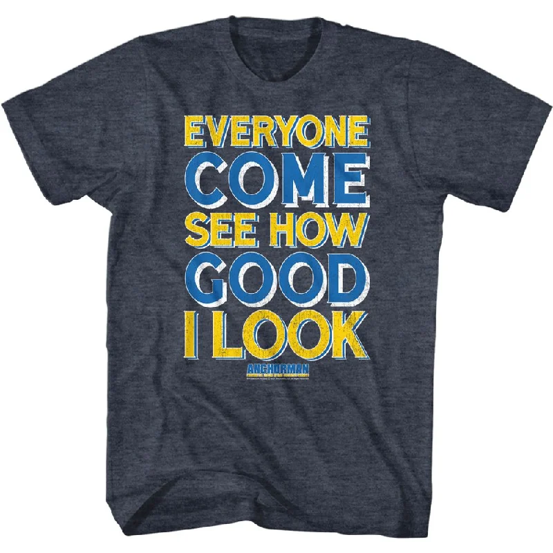 Price Cut Anchorman T-Shirt Good I Look Heather Navy Tee