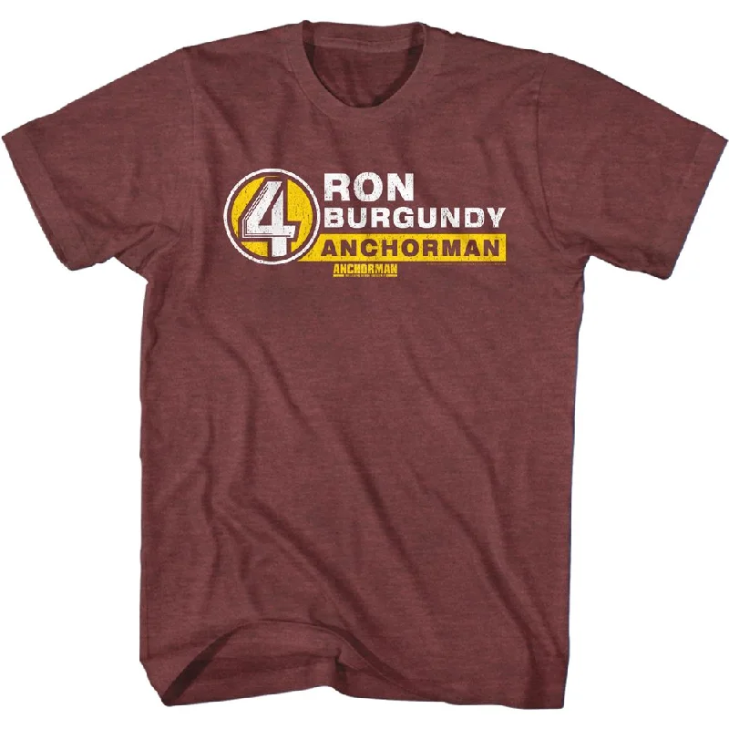 Shop and Save Anchorman T-Shirt Ron Burgundy Heather Maroon Tee