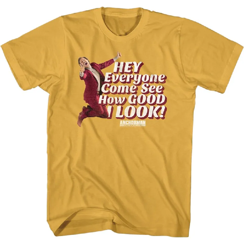 Overstock Anchorman T-Shirt See How Good I Look Mustard Tee
