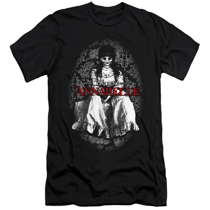 Amazing Deals Annabelle Premium Canvas T-Shirt Doll Photo Black Tee
