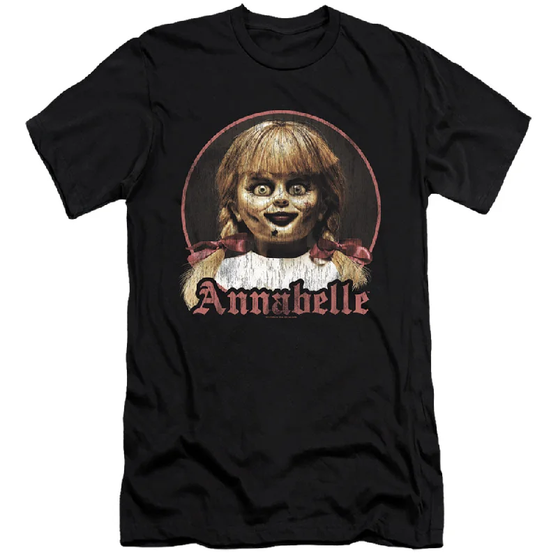 Final Clearance Annabelle Premium Canvas T-Shirt Vintage Doll Portrait Black Tee