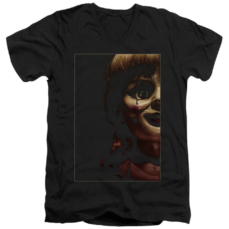 Epic Deals Annabelle Slim Fit V-Neck T-Shirt Poster Artwork Black Tee