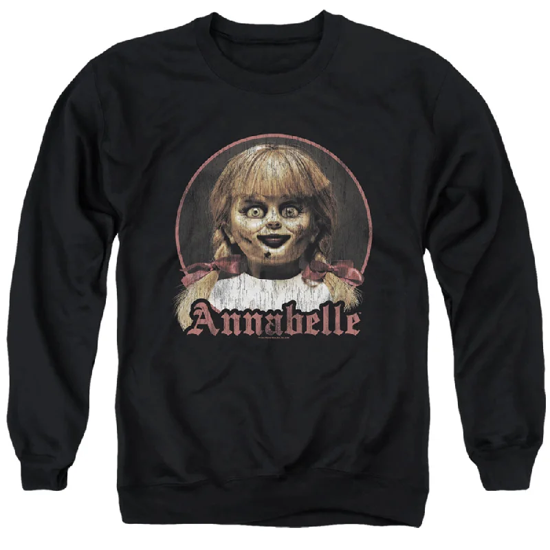 Can't Miss Annabelle Sweatshirt Vintage Doll Portrait Black Pullover