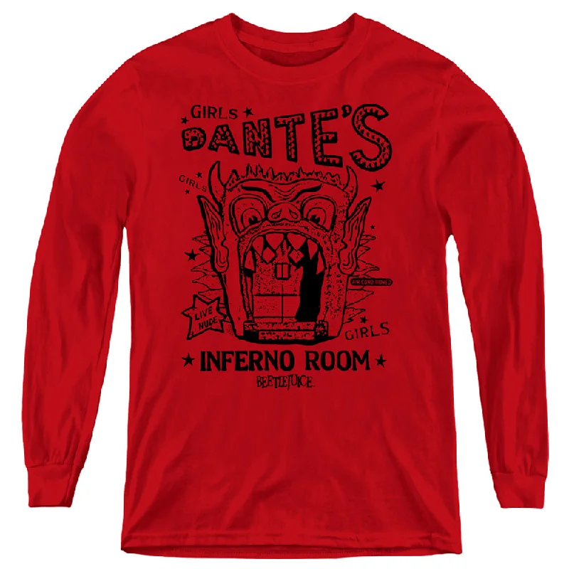 Blowout Deals Beetlejuice Kids Long Sleeve Shirt Dantes Inferno Room Red Tee