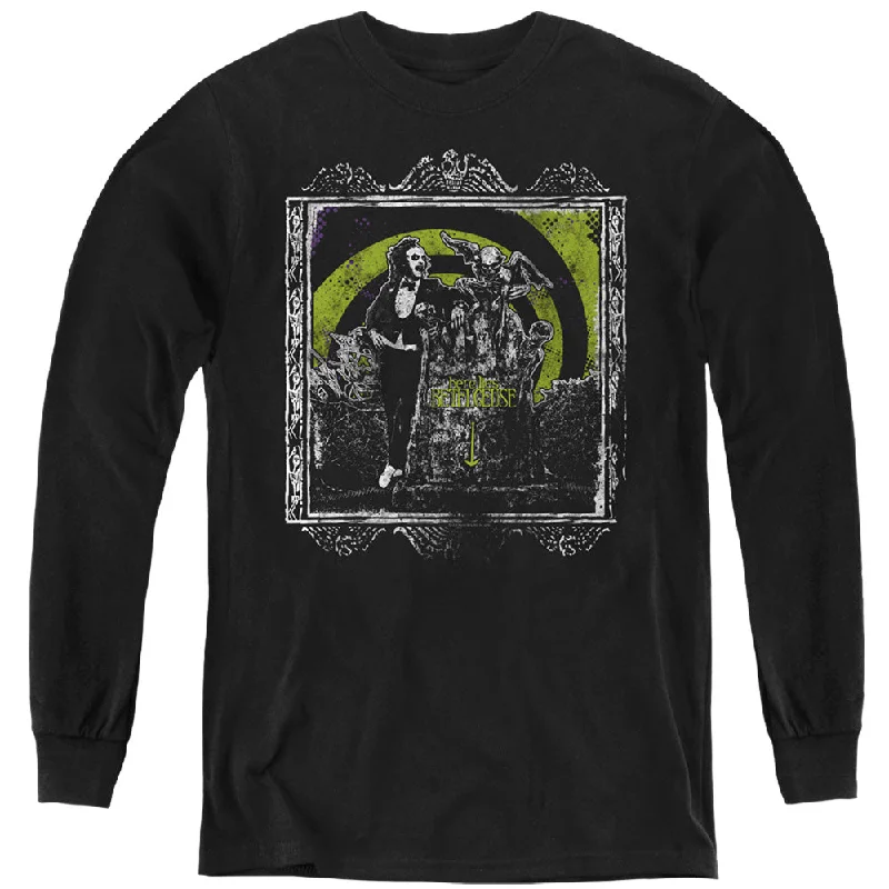 Extra Discounts Beetlejuice Kids Long Sleeve Shirt Here Lies Betelgeuse Black Tee