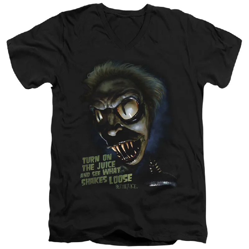 Savings Galore Beetlejuice Slim Fit V-Neck T-Shirt Turn on the Juice Black Tee