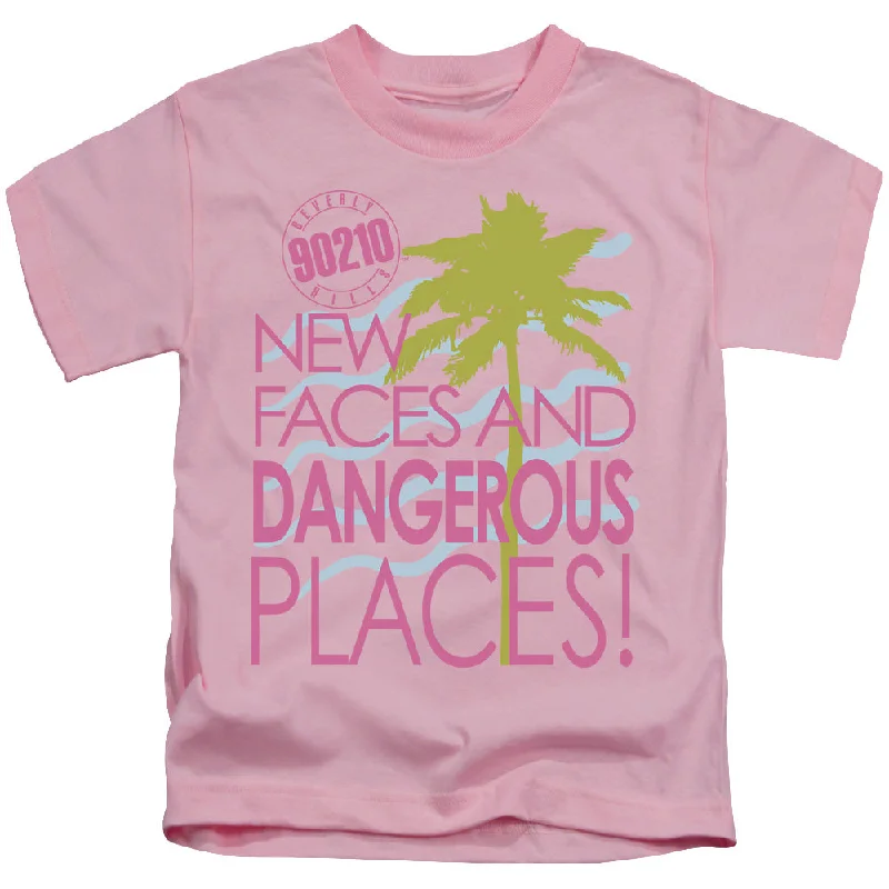 Hurry In Beverly Hills 90210 Boys T-Shirt New Faces and Dangerous Places Pink