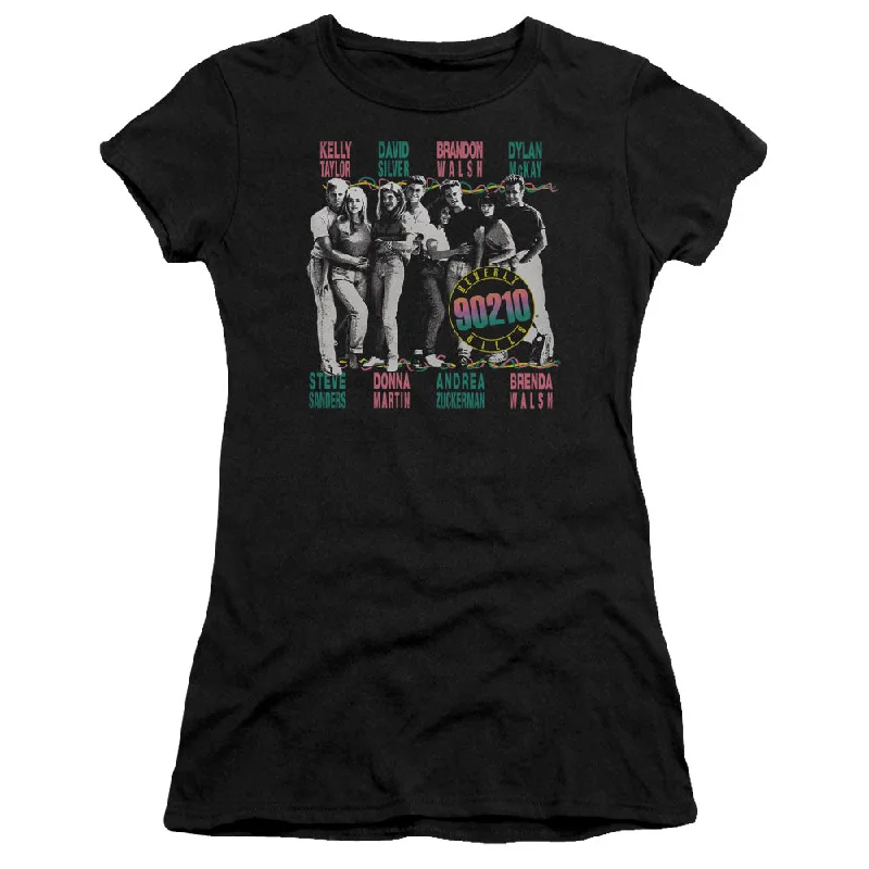 Limited Stock Beverly Hills 90210 Juniors T-Shirt Cast with Names Black Premium Tee