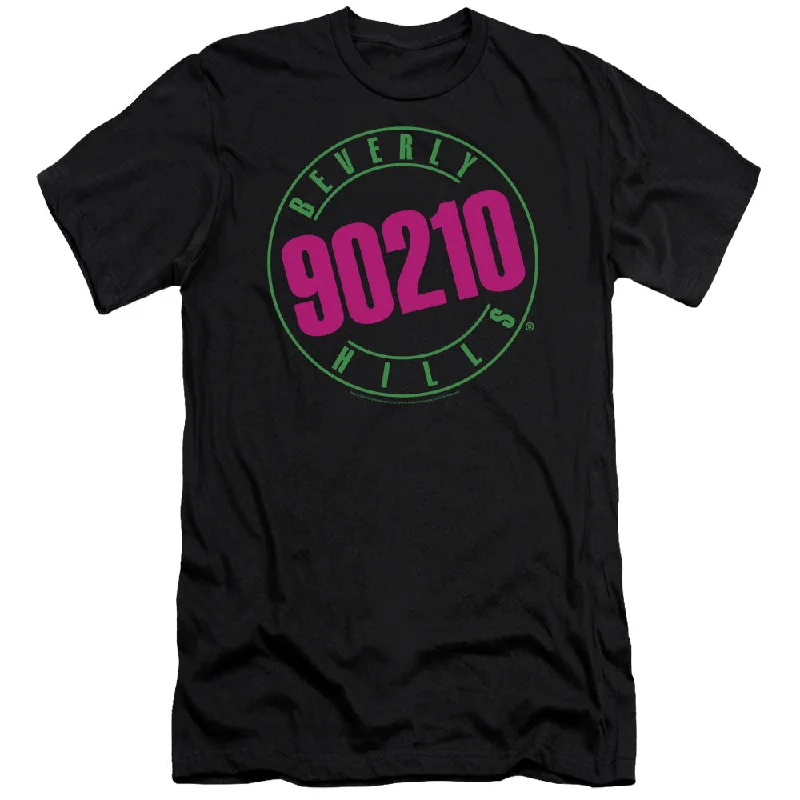 Epic Deals Beverly Hills 90210 Slim Fit T-Shirt Neon Logo Black Tee
