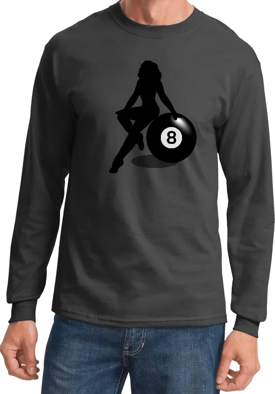 Special Discount Billiards Pin Up Girl 8 Ball Long Sleeve Shirt