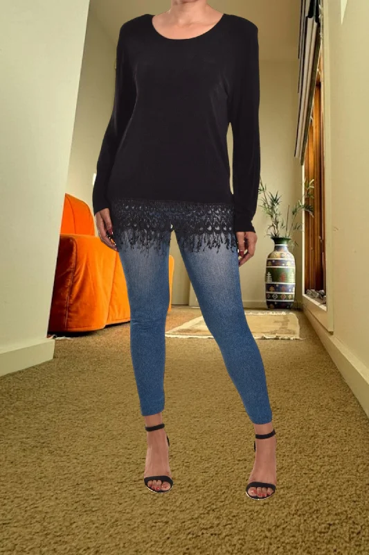 Price Slash Black Long Sleeve Top