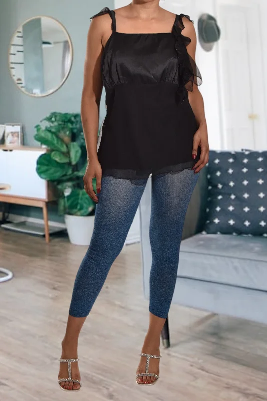 Don't Wait Black Sleeveless Ruffle Top