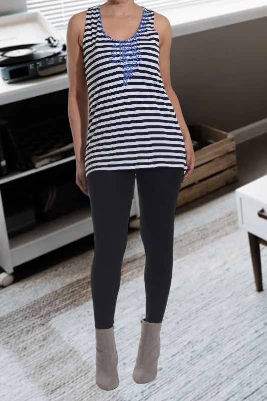 Major Savings Blue Embroided Vest Top