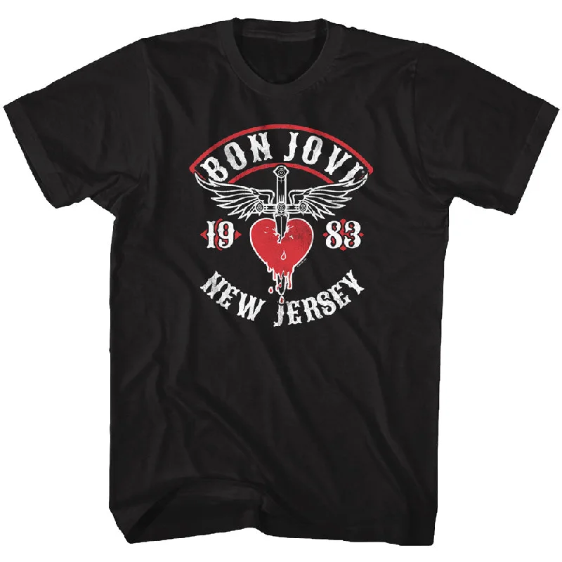 Mega Sale Bon Jovi 1983 New Jersey Black T-shirt