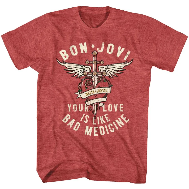 Epic Deals Bon Jovi Bad Medicine Red Heather T-shirt