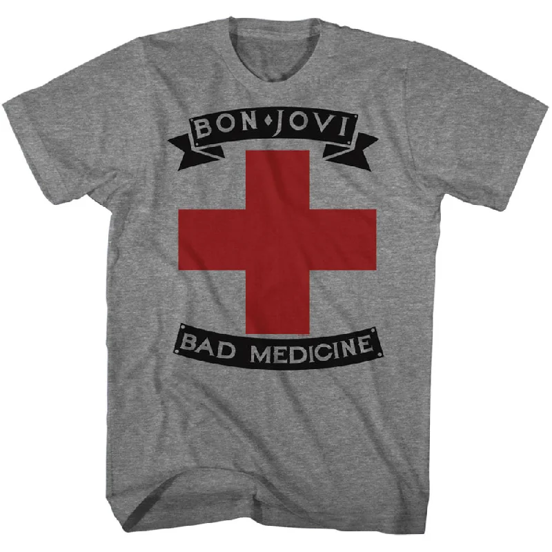 Exclusive Deal Bon Jovi Bad Medicine Song Graphite Heather T-shirt