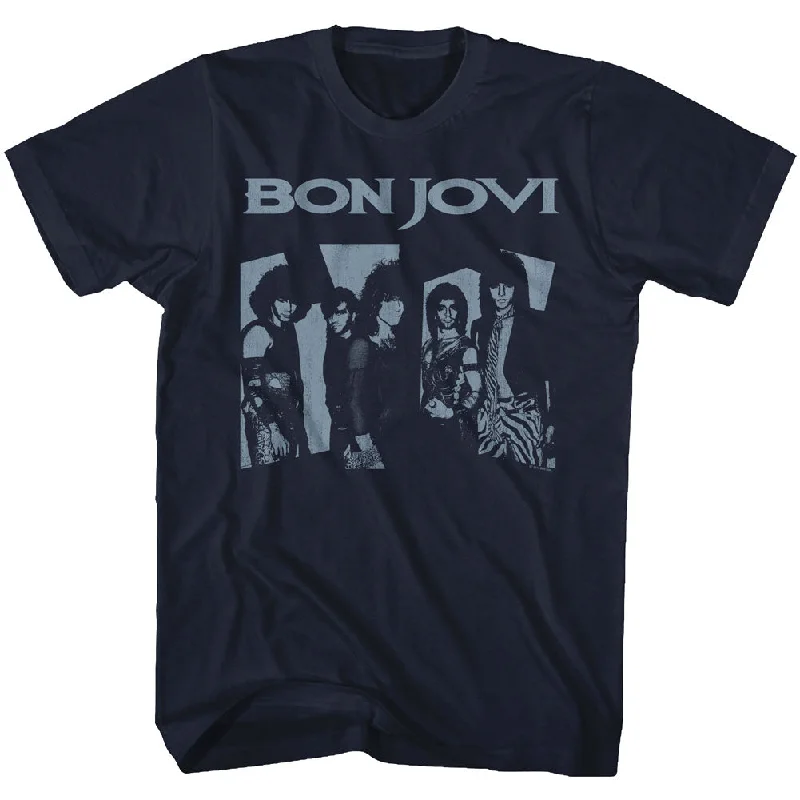 Steals and Deals Bon Jovi Black and White Group Photo Navy T-shirt