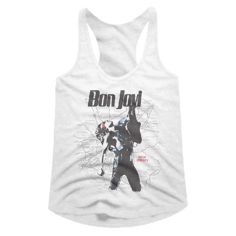 Final Markdown Bon Jovi Ladies Racerback Tanktop New Jersey Map Tank