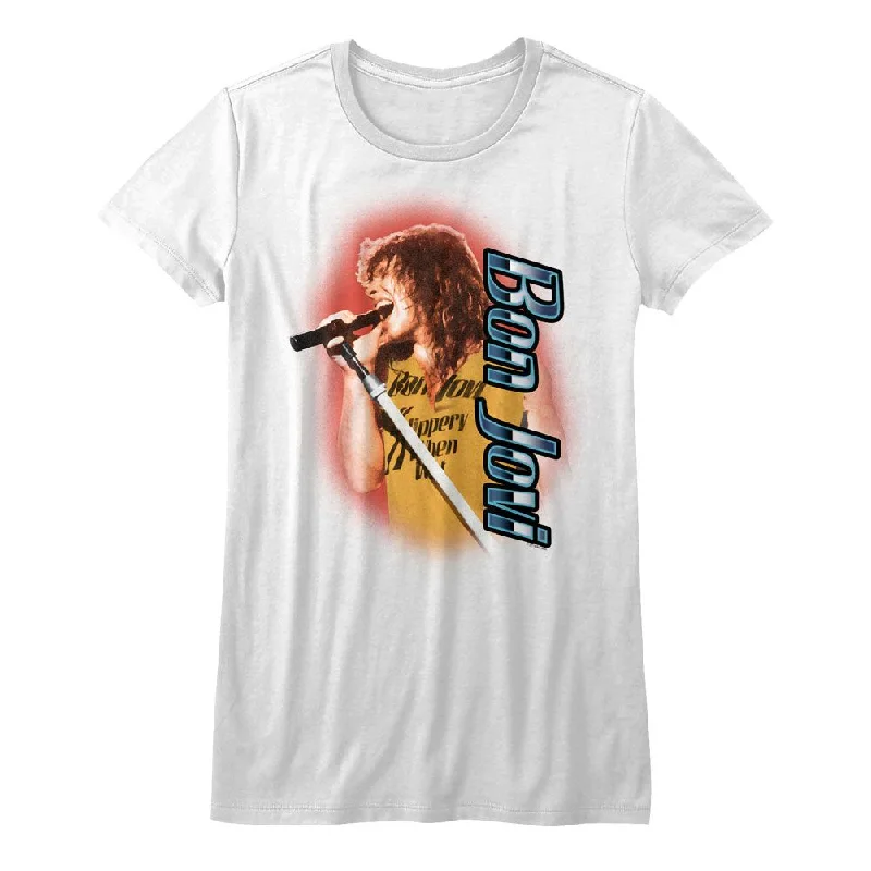 Special Offer Bon Jovi Lead Singer Ladies White T-shirt