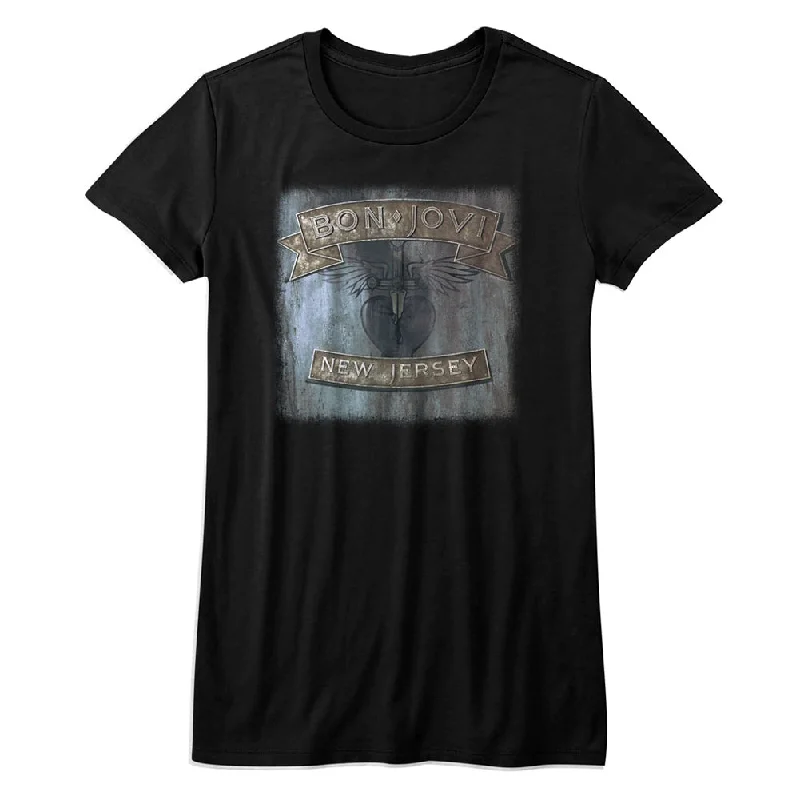 Seasonal Sale Bon Jovi New Jersey Album Cover Ladies Black T-shirt