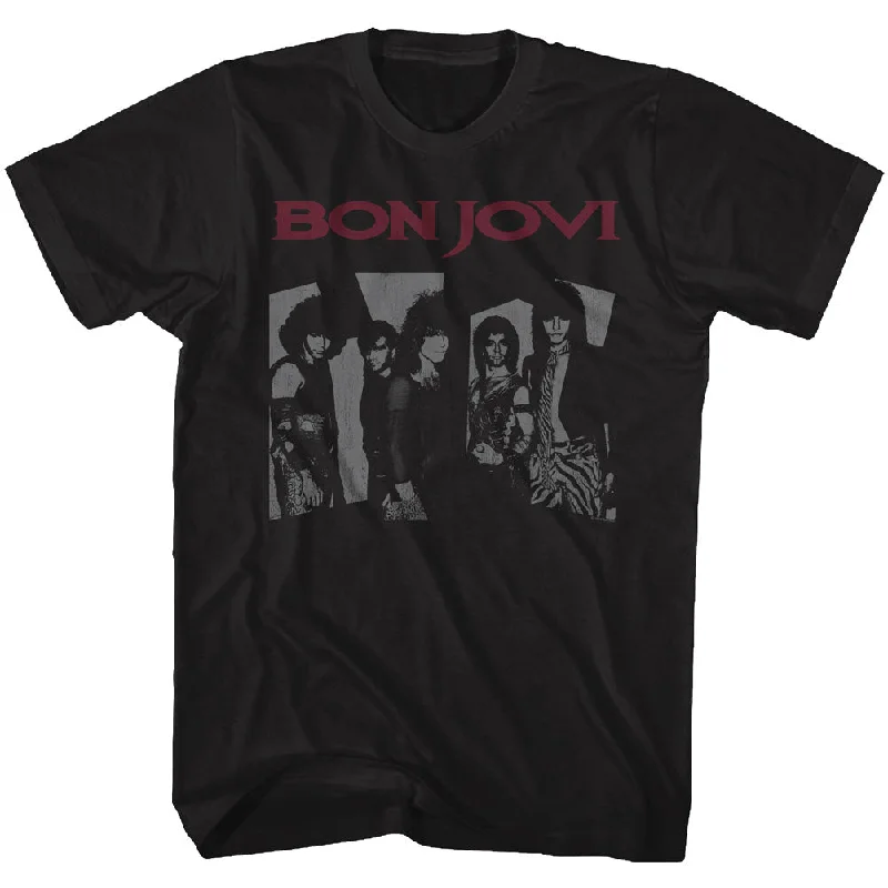 Stock Clearance Bon Jovi Retro Group Photo Black Tall T-shirt