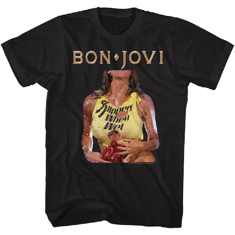Today Only Bon Jovi Slippery When Wet Cover Black Tall T-shirt